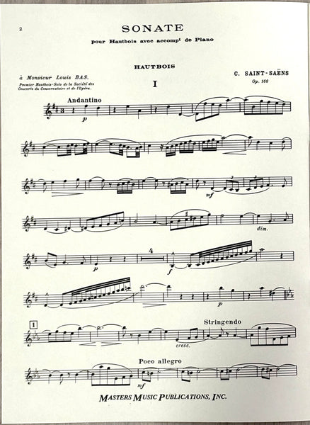 SAINT-SAËNS: SONATA FOR OBOE AND PIANO IN D MAJOR