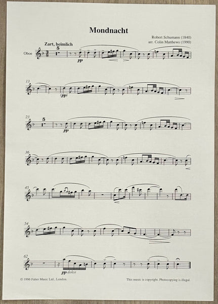 SCHUMANN MONDNACHT FOR OBOE QUARTET
